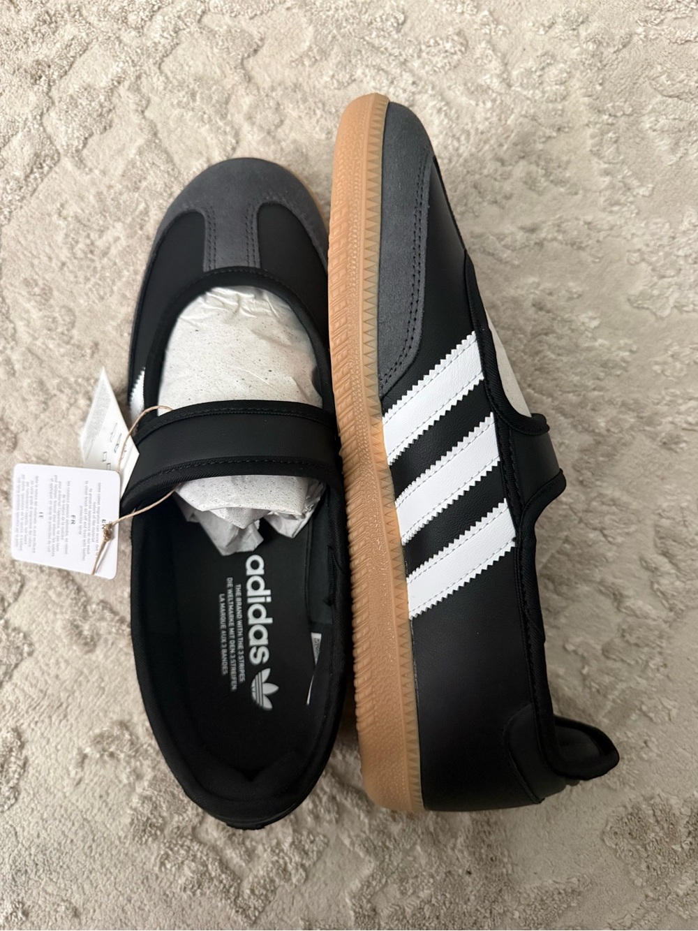 adidas women’s Mary Jane Sneakers in Black, White and gray - Picture 2 of 4